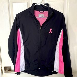 New Balance Pink White Breast Cancer Winbreaker jacket Womens Sz Small